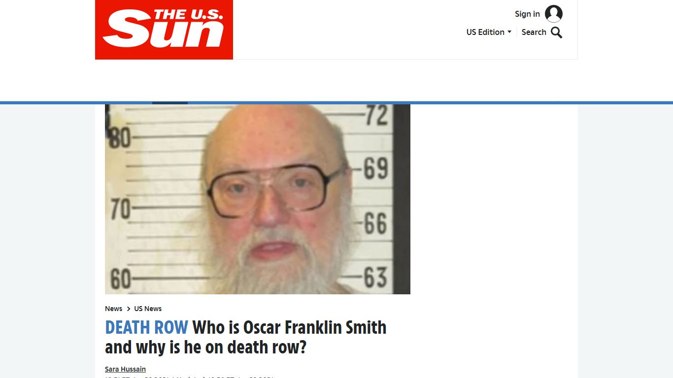 Who is Oscar Franklin Smith and why is he on death row?